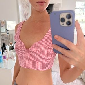 Boohoo Country Pink Gingham Crop Top